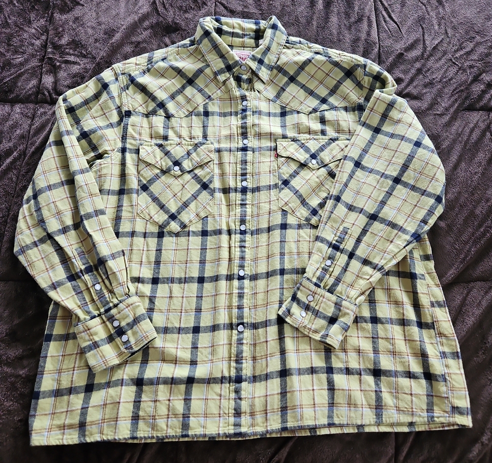 Levi's Yellow and Blue Plaid Shirt